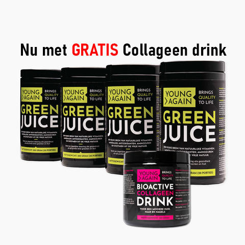 Combi-pakket 4x Green Juice NU met GRATIS Collageen Peptiden