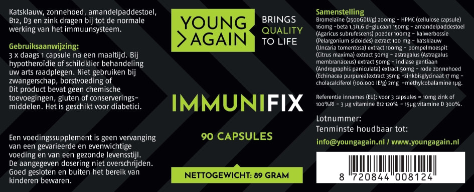 Young Again IMMUNIFIX - Ondersteuning afweersysteem - 90 capsules