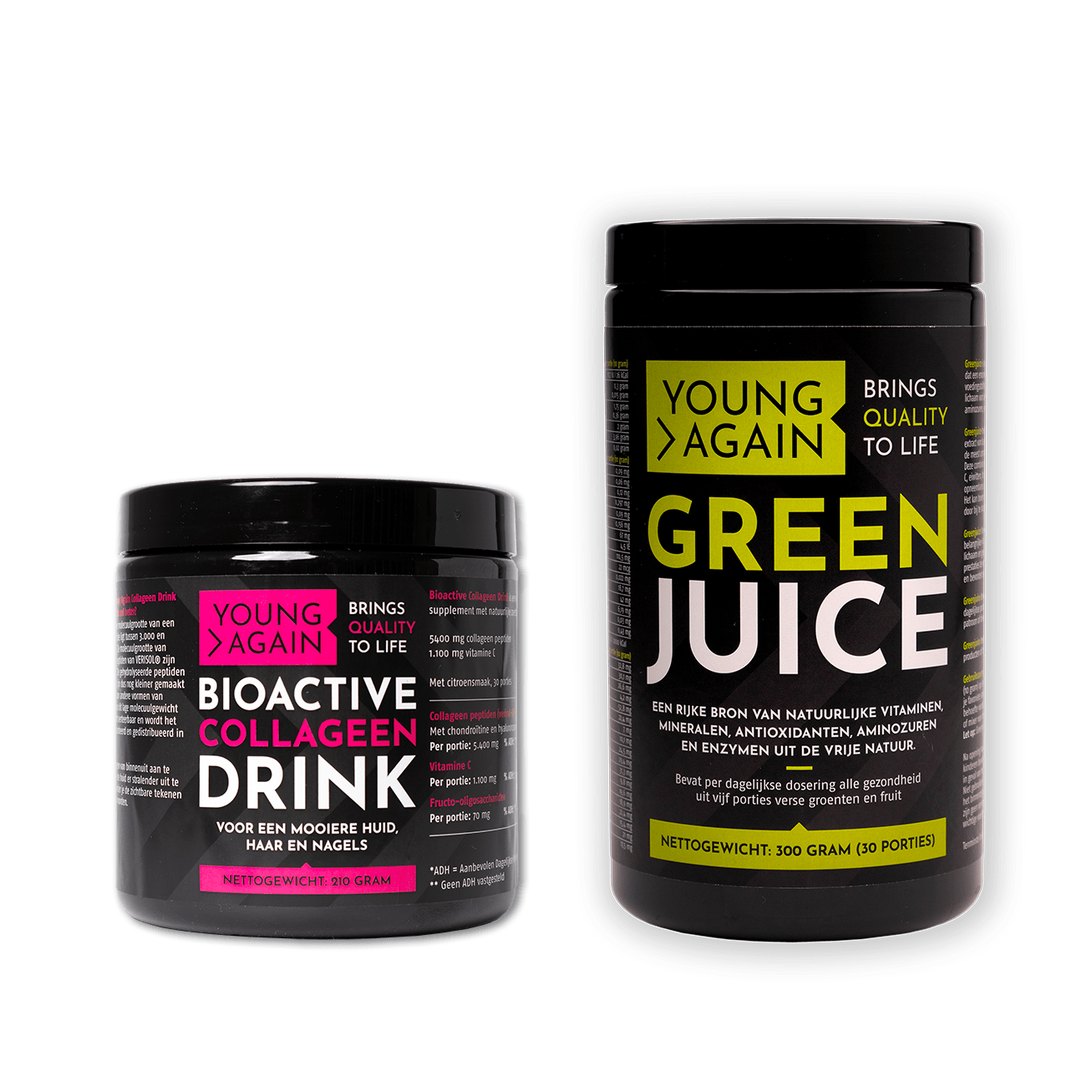 Combi-pakket Young Again Green Juice en Collageen Peptiden
